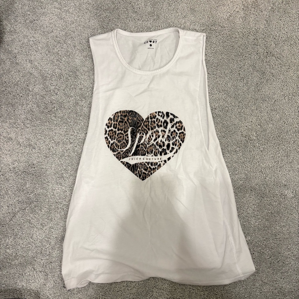 Juicy Couture White Sleeveless Top with Leopard Heart